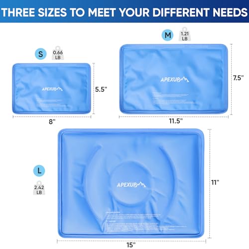 APEXUP Gel Ice Packs for Injuries Reusable, Flexible Double Sided Cold Packs for Injuries, Ice Pack for Knee, Shoulder, Back, Hip, Leg, Arm (Blue, 8"x5.5", 2PK) - size: S-2PK (8"x5.5"), style: Blue