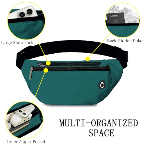 Fanny Pack for Women Men,Crossbody Water Resistant Sports Waist Bag Pack - color: 1pack-green