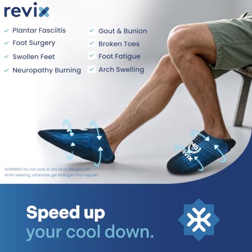 REVIX XL Foot Ice Pack Wrap with 45-Min Cooling, Ice Slippers for Injuries - size: XL