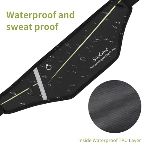 SooGree Slim Running Belt Fanny Packs for Women Men,Water Bottle Holder Hydration Fanny Pouch,Waterproof Sport Waist Pack with Reflective Strip,Runner Belt Bag for Running Cycling Camping Gym (Blue) - color: Blue