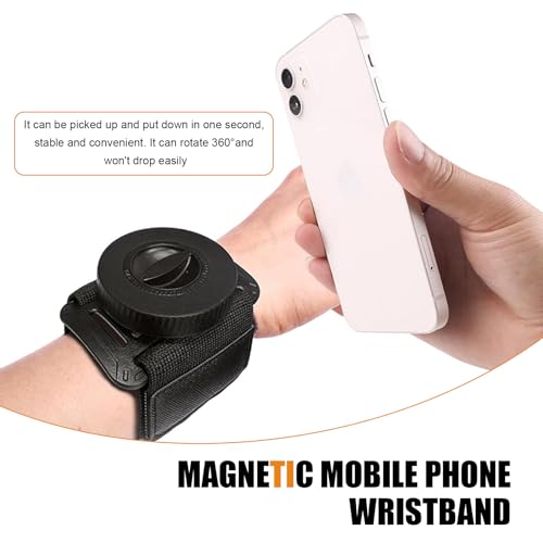 Wristband Phone Holder, Solid Support Hands-Free Phone Mount for Running Cycling Sport, Adjustable Elastic Strap Navigation Holder, Quick Pickup Placement Anti-Drop Design Accessory (Black)