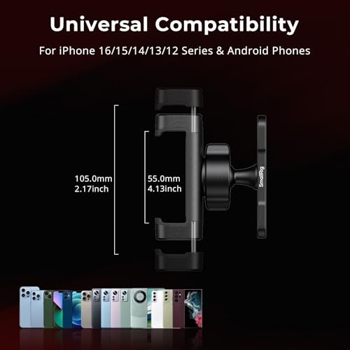 SMALLRIG Magnetic Phone Holder for Gym, Alloy Base with 360° Ball Head, Universal Phone Clamp Mount Suitable for iPhone 17/16/15/14/13/12 Series & Android Phones, Attach to Metal Surfaces-5582 - style: Phone Clip Connection