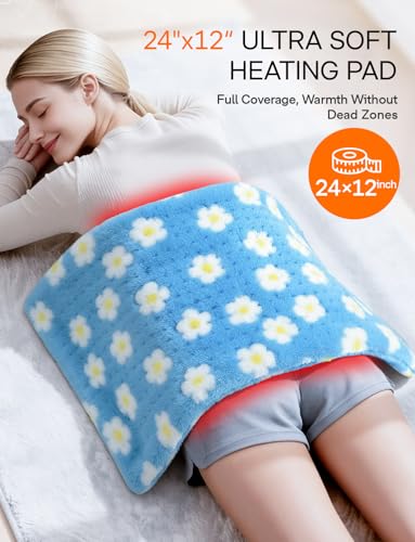 ALLJOY Heating Pad, Cute Period Heating Pad for Back Neck Shoulder, 12"X24" - color: Blue