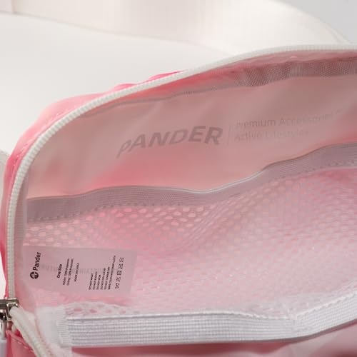 Pander Nylon Fanny Pack for Women, Two-Way Zipper Crossbody Bag - color: Cloud Pink