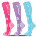 fenglaoda 3 Pairs Compression Socks for Women & Men Knee High Nurse Pregnant Cute Medical Running Travel Athletic - color: 00-3pairs-15, size: Large-X-Large