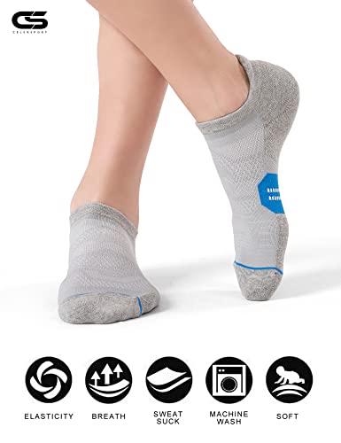 CS CELERSPORT 6 Pack Women's Ankle Running Socks Cushioned Low Cut Tab Athletic Socks - color: Grey Mixed, size: Small