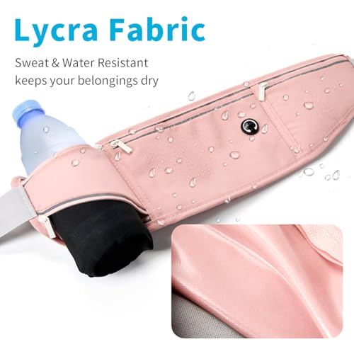 Slim Running Belt for Women Men,Runners Fanny Pack Phone Holder,Money Belt,Running Gear Accessories,with 3 Pockets (Jet Pink) - color: Jet Pink