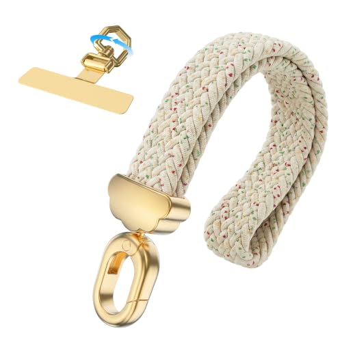 Stretchy Phone Wrist Strap, with 360° Rotatable Metal Tab - color: Stone Speckled