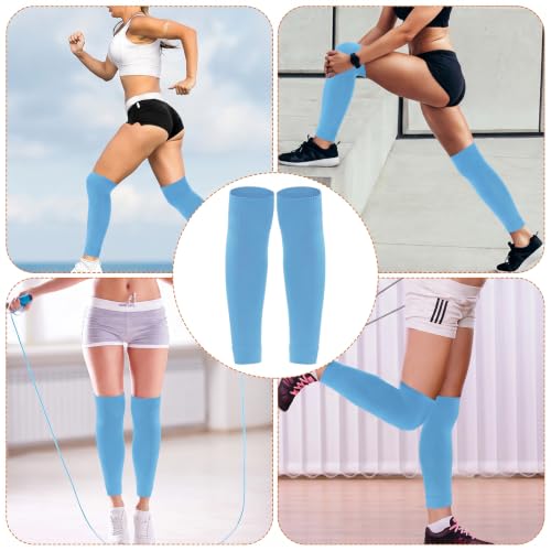 phnydreg 3 Pairs Leg Sleeve Shin Pre Cut Socks for Kids Youth Men Women Soccer Running Cycling - color: Light Blue