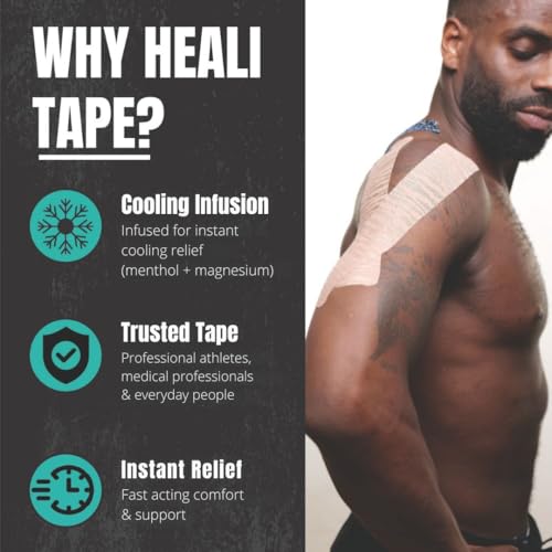 Heali Kinesiology Tape 3 Pack, Magnesium & Menthol Infused, Elastic Sports Tape, Shoulder, Knee, Elbow, Ankle, Waterproof, Latex Free, Muscle Recovery, K Tape, Black Zebra - color: Black Zebra, size: 3-Pack