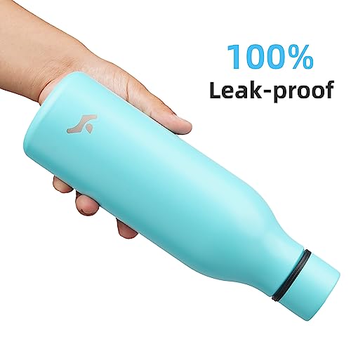 Konokyo 18 oz Insulated Stainless Steel Metal Water Bottle with Strap - color: Turquoise, size: 18 Ounces