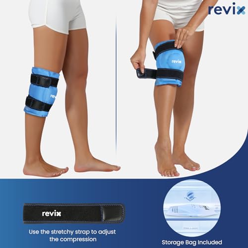 REVIX Extra Large Knee Ice Pack Wrap, Gel Cold Compress Around Entire Knee - color: Blue-xl