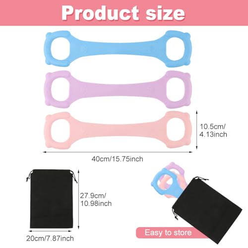 3 Pcs Figure 8 Fitness Resistance Band, Back Training Elastic Rope