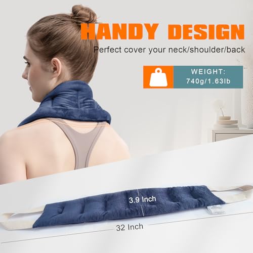 UNCN Heating Pad for Neck Shoulders & Back Microwavable Wrap Lavender Scent - color: Navy Blue