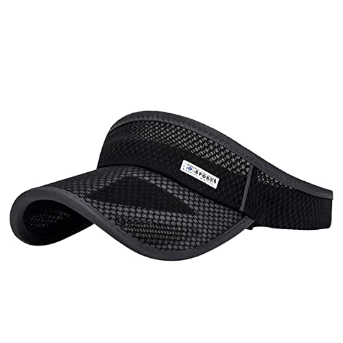 Outdoor Sport Cap Wide Brim UV Protection Breathable Adjustable Baseball Cap for Beach Golf Running Tennis - color: 1#black