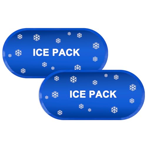 Saugnlsb Reusable Lunch Bag Ice Pack, 8.3“ x 4.1” Freezable Gel Packs for Travel, Medicine, and Food Storage Cooling (2-Pack, Blue)
