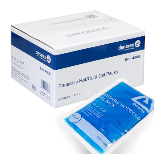 Dynarex Reusable Hot and Cold Gel Packs - 6" x 9" - Multi Purpose Compress for Injuries - Easy to Microwave or Freeze - First Aid, Sports, Home Use - 24 per Case - color: 6 X 9 Inch