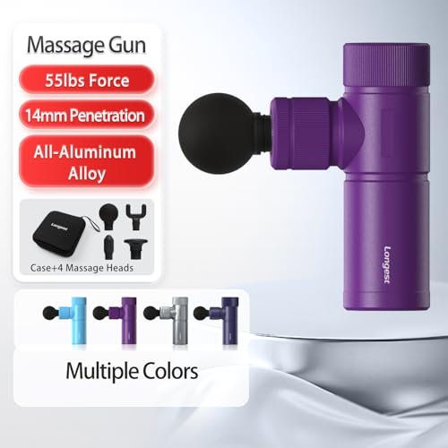 LONGEST Mini Massage Gun for Pain Relief, 4 Heads, Purple - color: 4. Purple
