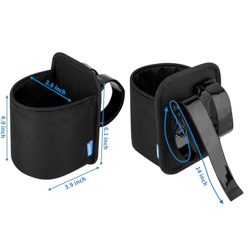 Xxerciz Treadmill Cup Holder Water Bottle Holder with Two Adjustable Straps, Armrest Organizer Universal Crossbar Drink Holder for Stroller, Bike, Wheelchair, Golf Cart, Walker, Scooter
