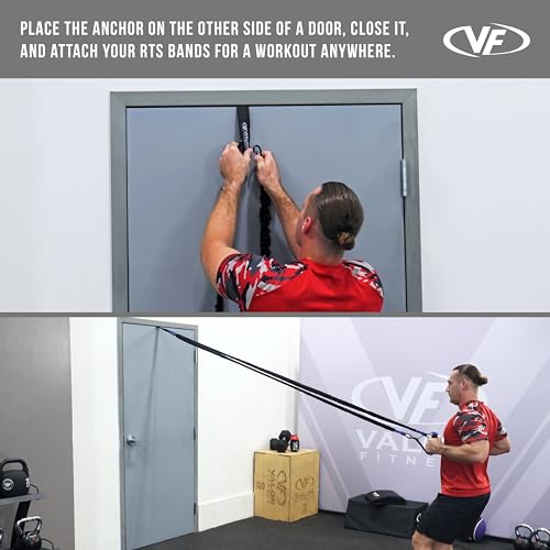 Valor Fitness Resistance Bands - 5lb to 25lbs - Carabiners Attached & 2 Bands per Weight Option with Handles– Sheath Covered - Strength Training New Compact 39" Design - Wall Door Rack Mount Options - color: Black -RTS-DOORattB