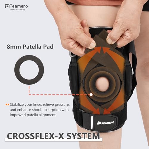 Plus Size Knee Brace for Knee Pain, with Hinges & Cross Compression Straps for Meniscus Tear, Arthritis, Joint Support Adjustable for Men & Women, Obese People (5XL/6XL) - size: 5XL/6XL