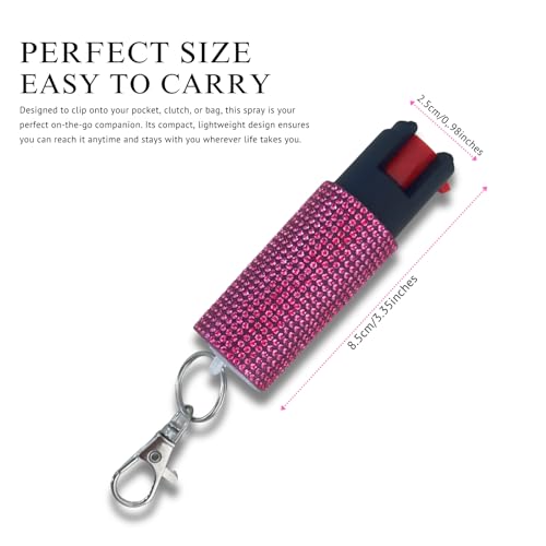 Pepper Spray for Women, Mini Bling Keychain, 12-Ft Range, Quick Release - color: Rose Red