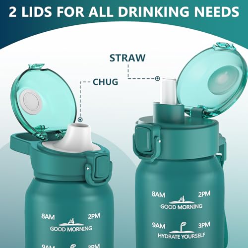 SLUXKE 17oz Insulated Water Bottle with 2Lids(Straw Lid & Spout Lid), 500ml Stainless Steel Water Bottle Double Walled Leakproof, Reusable Metal Bottle Keep Cold & Hot for Men, Women BLUE BLUE - color: BLUE BLUE, size: 17 Ounces