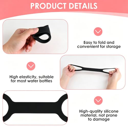 2 Pack Water Bottle Accessories Carrier Grip, Non-Slip Silicone Handle Strap Makes Any Bottle Handheld, Soft Band Holder for Gym During Workouts (Black+Red 2pcs) - color: Black+Red 2pcs