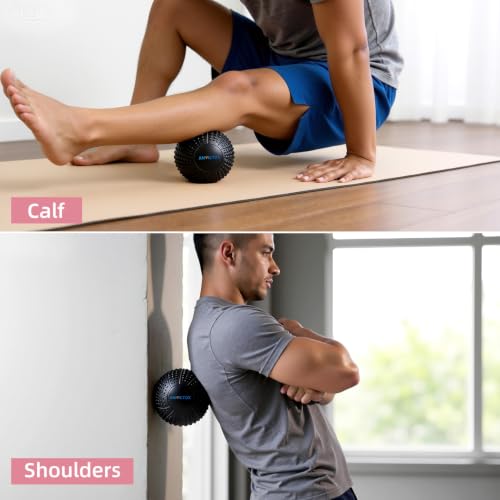8 Inch Large Peanut Massage Ball Roller for Large Muscle Groups, Deep Tissue Double Massage Ball for Neck,Back,Leg,Low Back,Peanut Myofascia Release Ball for Muscle Knots&Physical Therapy - color: Black