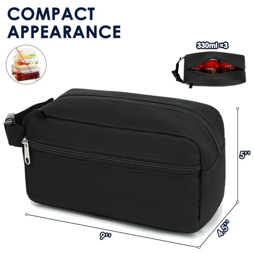 GYEUKHAM Freezable Lunch Bag,Reusable & Collapsible Mini Cooler for Adults,Insulated Lunch Box with Ice Packs,Freezable Snack Bag with Handle Buckle, On-the-Go,Black - color: Black+Ice pack