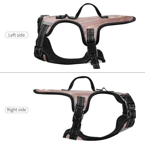 Rose Gold Abstract Marble Dog/Cat Harness, Reflective No-Pull Pet Harness with 2 Leash Clips, Fully Adjustable Soft Padded Dog Vest, No-Choke Pet Oxford Vest - color: Rose Gold Abstract Marble, size: S