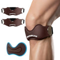 MANUEKLEAR V-Shaped Patella Bands, Adjustable Flex Wrap Patellar Tendon Support Strap for Men Women, Silicone Patella Knee Straps Suitable for Pain Relief Running Hiking Basketball, (2pcs) (Dark Coffee) - color: Dark Coffee