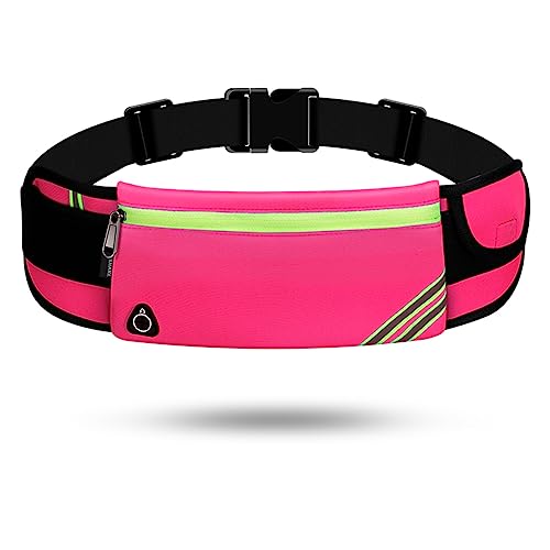 USHAKE Running Belt Fanny Pack for Women & Men, Phone Holder Waist Bag - color: Red