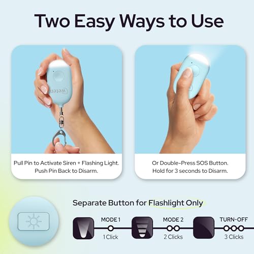 Personal Safety Alarm Keychain for Women, 130dB Siren, Rechargeable, 2 Pack - color: G - Pink&Blue