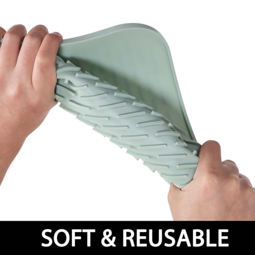 Dish Mat Silicone Dish Drying Mats Works For Drying Stemware Cocktail Glasses Silverware Pots Pans Knives and Dish Rack for Kitchen Counter Sink Bar Pads Easy to Clean (M (11.5" x 9.1") Green) - color: M (11.5" x 9.1") Green