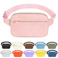 Fashion Fanny Bag-Waist Pack With Adjustable Belt Bag-Unisex Crossbody Pack For Travel Running Hiking-Pink - color: 3-Zipper Pink