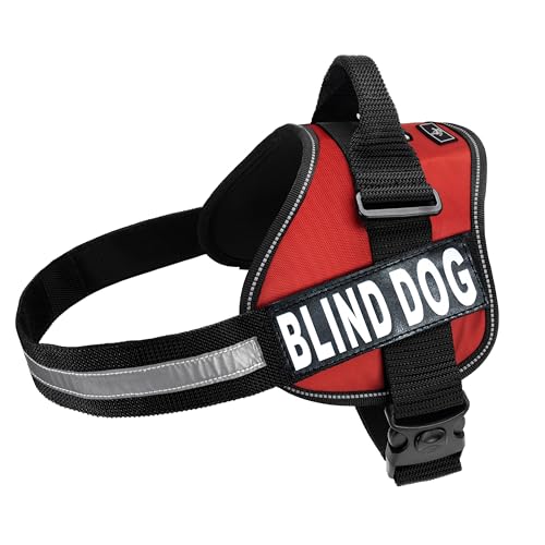 Doggie Stylz Blind Dog Harness, No Pull, Adjustable Service Dog Vest - color: Red, size: Girth 12-16"