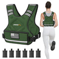 APEXUP Adjustable Weighted Vest, 4-10lb/12-18lb/20-32lb Vest with 6 Ironsand Weights and Large Pocket, Weight Vest for Men Women Strength Training, Running, Walking - color: Green, size: 4-10lbs