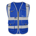 HYCOPROT High Visibility Safety Vest Hi Vis Reflective Construction Vests with Pockets for Men Women,Meets ANSI/ISEA Standard - color: Blue, size: Medium