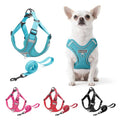 Dog Harness and Leash Set, Adjustable Triangle, Reflective Adjustable Puppy Vest, No Pull Soft Mesh Harness for Small, Medium Dogs, Cats (Turquoise, S) - color: Turquoise, size: S