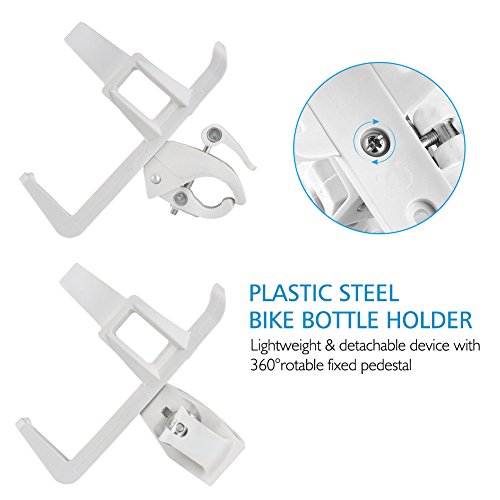 Accmor Bike Water Bottle Holders No Screws, Universal Bike Cup Holder, 360 Degree Rotatable Bike Water Bottle Cage, Water Bottle Holders for Kids Bike Adult Bike, White - color: White