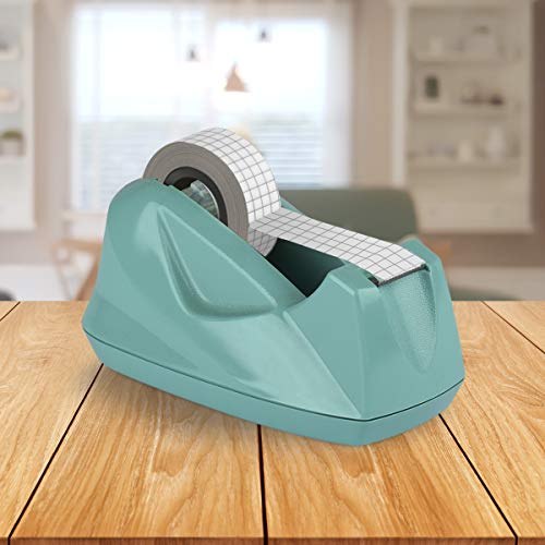 Acrimet Desktop Tape Dispenser, Premium, Non-Skid Base, Plastic, Green - color: Green
