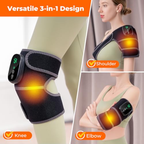 HOMRELEXA Cordless Heated Knee Massager, 3-in-1 Knee Heating Pad, Black 1PC - color: Black-gray 1pc