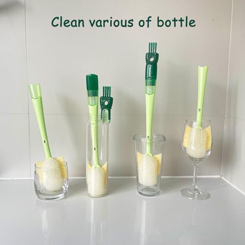 5 in 1 Bottle Cleaning Brush Set, Detail for Baby Bottle Cleaner - color: Orange & Green