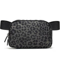 Pander Nylon Fanny Pack for Women, Two-Way Zipper Crossbody Bag - color: Grey Leopard