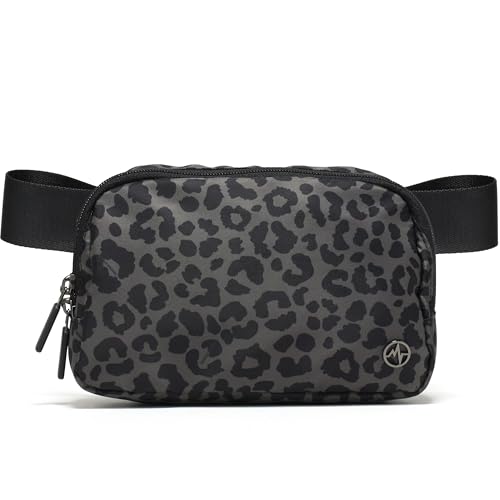 Pander Nylon Fanny Pack for Women, Two-Way Zipper Crossbody Bag - color: Grey Leopard