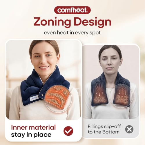 Neck Heating Pad Microwavable for Pain Relief, Moist Hot Compress - color: Navy Blue