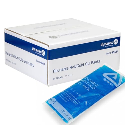Dynarex Reusable Hot and Cold Gel Packs - 5" x 11" - Multi Purpose Compress for Injuries - Easy to Microwave or Freeze - First Aid, Sports, Home Use - 24 per Case - color: 5 X 11 Inch