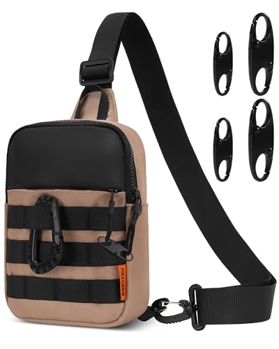 Peicees Crossbody Bag for Men Mini Sling Bag Anti Theft Purse, Light Khaki - color: Light Khaki