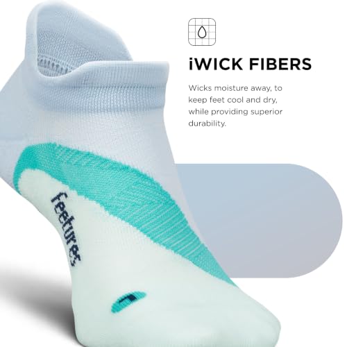 Feetures Elite Light Cushion No Show Tab Sock Wave - color: Glacier Mist (1 Pair), size: Medium